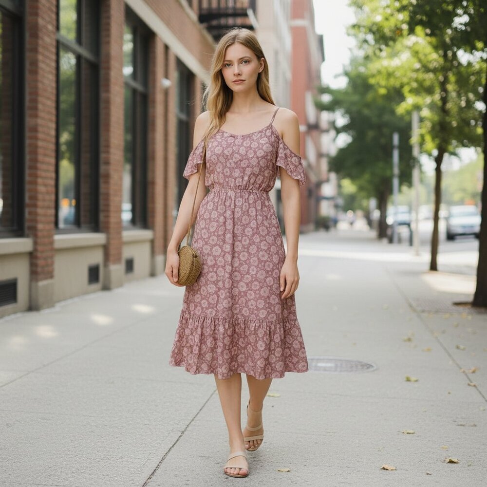 Rebecca Minkoff Floral Buffy Midi Pink Dress XS NWT
